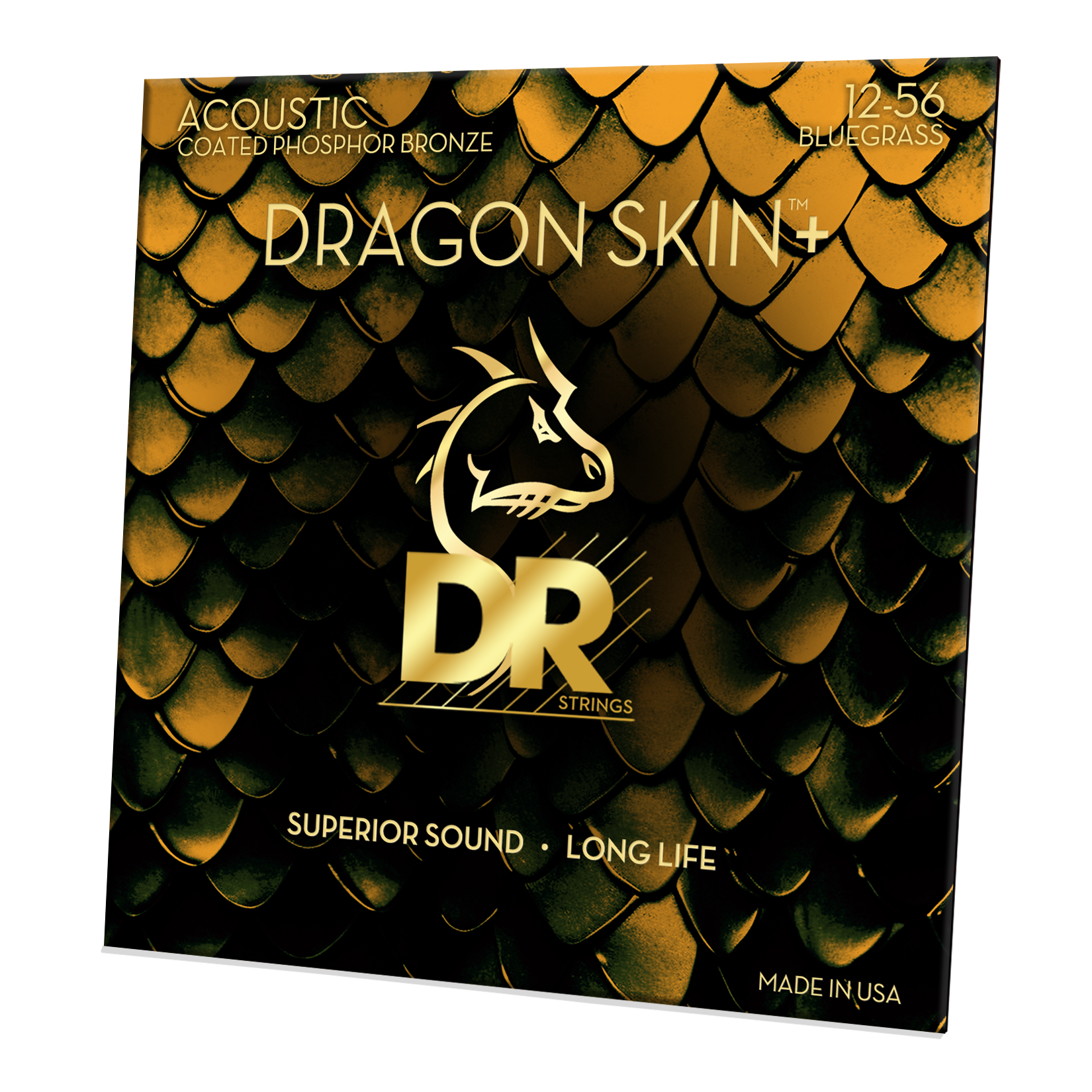 DR Strings DR DRAGON SKIN+ Accurate Core Coated Phosphor Bronze Acoustic Guitar String Set - 12-56 Bluegrass DAP-12/56