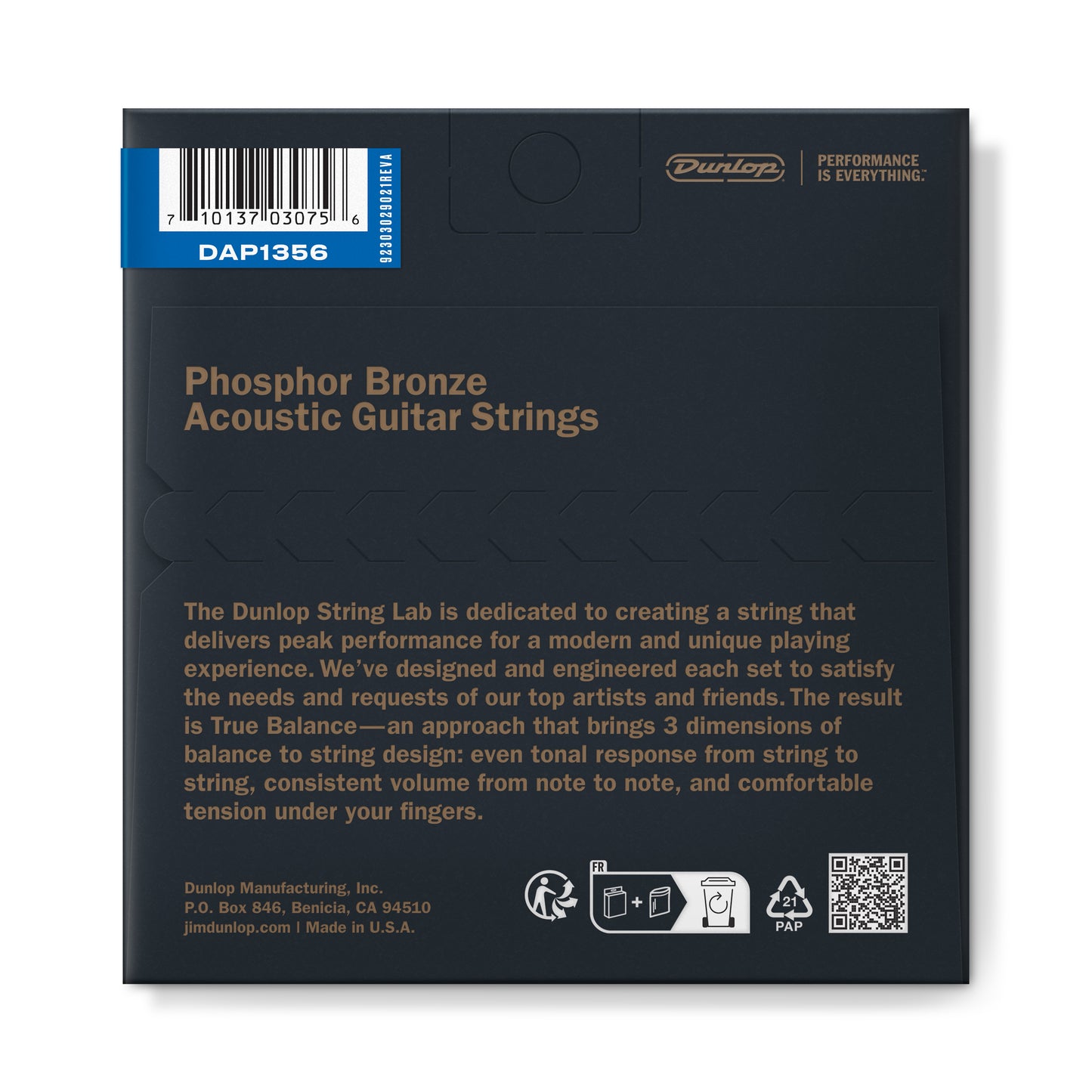 Jim Dunlop DUNLOP PHOSPHOR BRONZE ACOUSTIC GUITAR 06- STRING SET - 13-56 MEDIUM - DAP1356