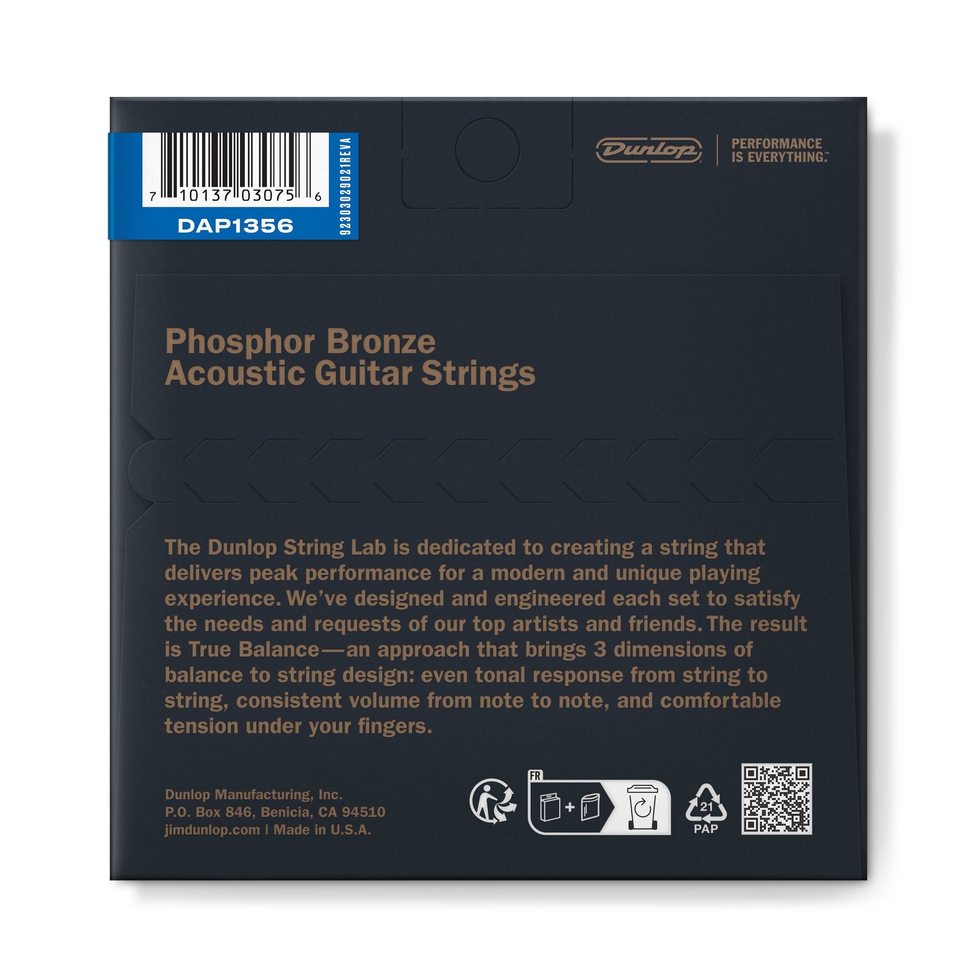 Jim Dunlop DUNLOP PHOSPHOR BRONZE ACOUSTIC GUITAR 06- STRING SET - 13-56 MEDIUM - DAP1356