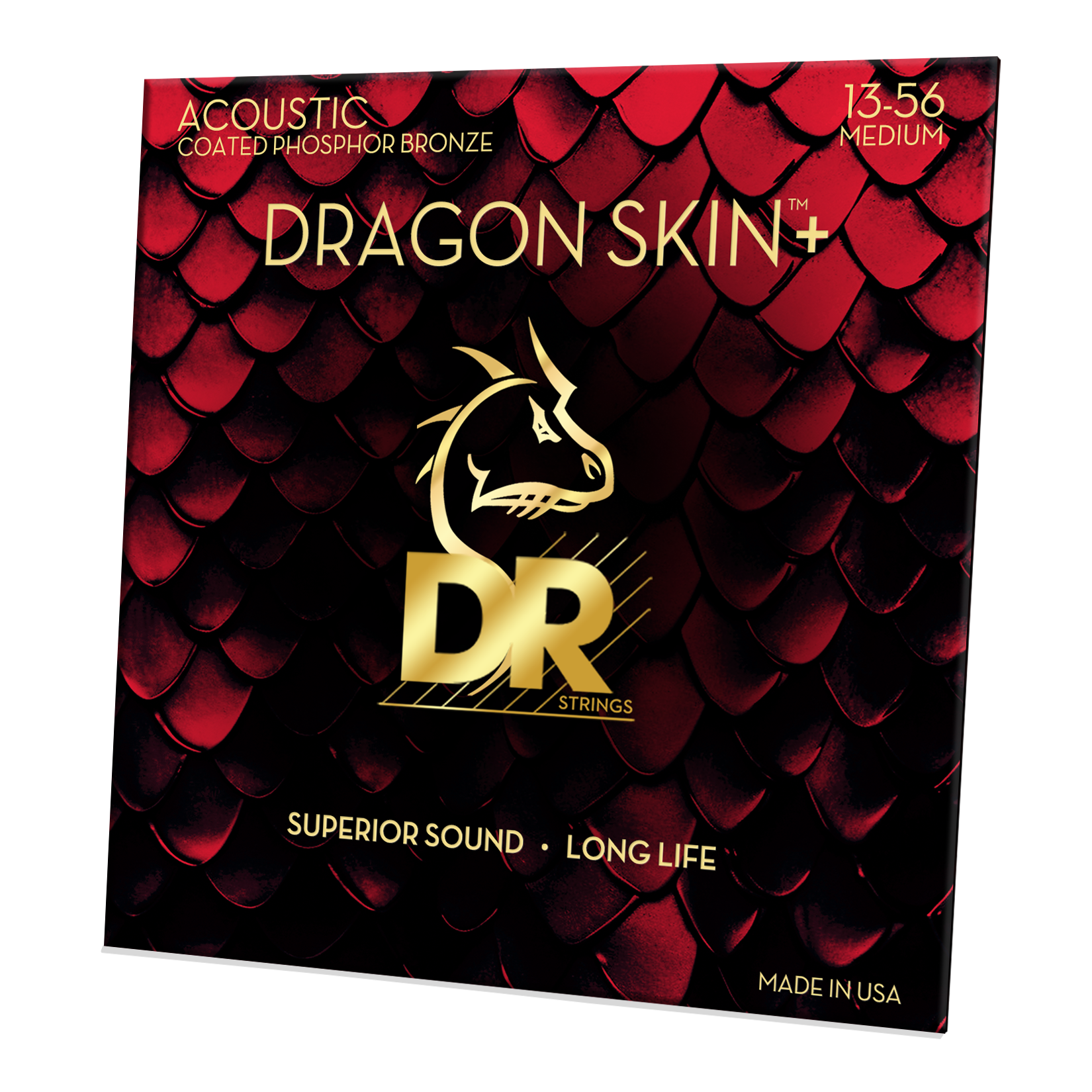 DR Strings DR DRAGON SKIN+ Accurate Core Coated Phosphor Bronze Acoustic Guitar String Set - 13-56 Medium DAP-13