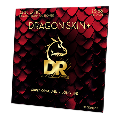 DR Strings DR DRAGON SKIN+ Accurate Core Coated Phosphor Bronze Acoustic Guitar String Set - 13-56 Medium DAP-13