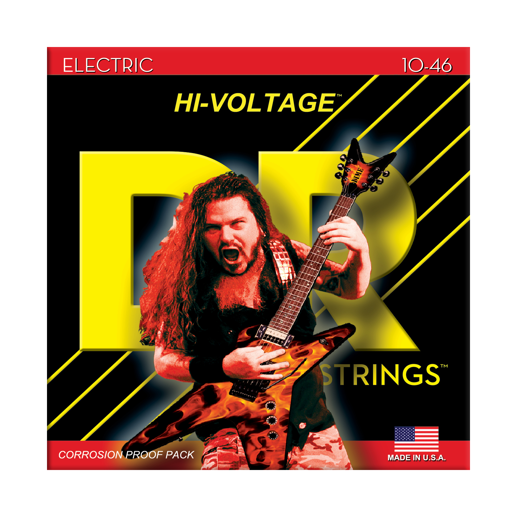 DR Strings DR HI-VOLTAGE Dimebag Darrell Signature Series Electric Guitar String Set - 10-46 Medium DGB-10