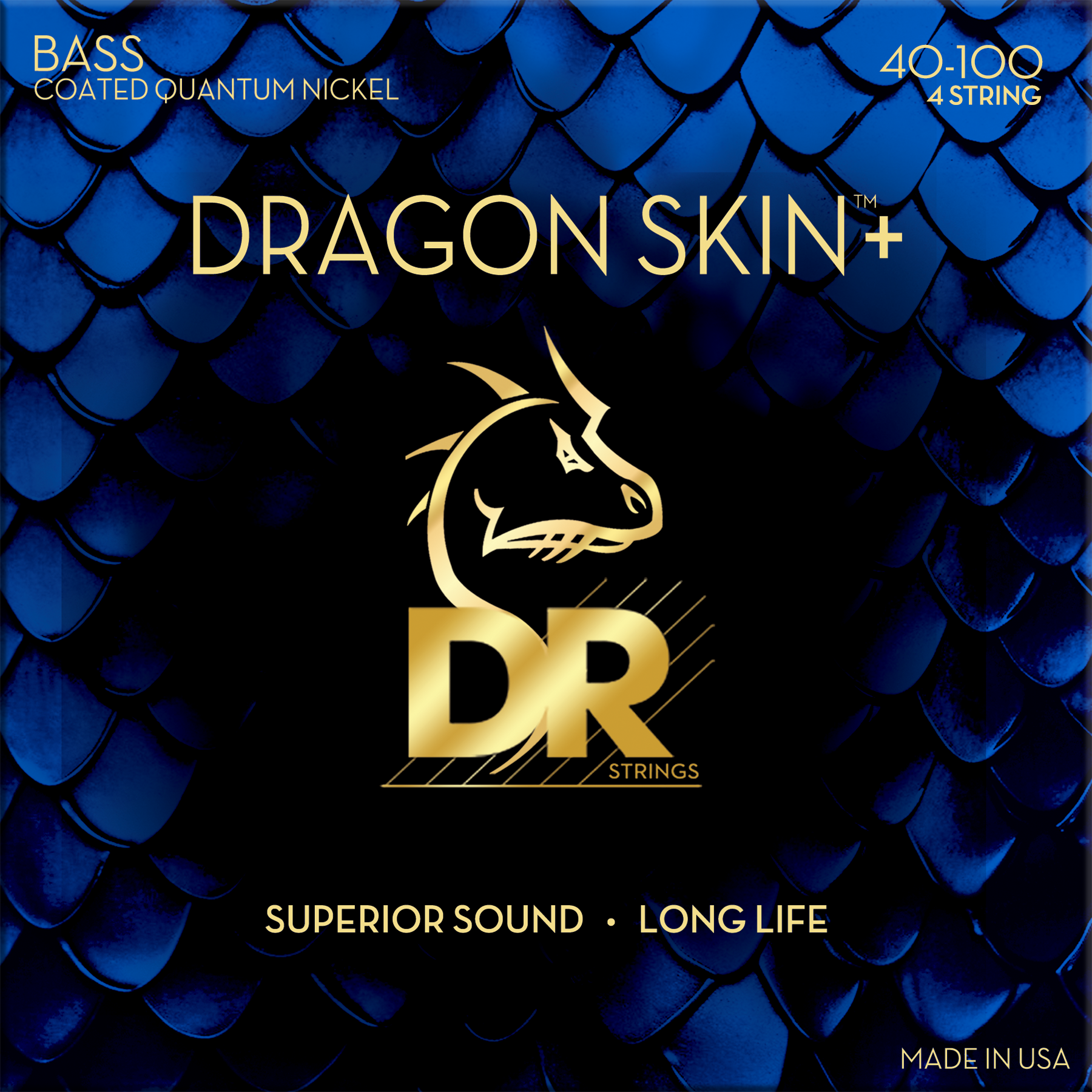DR Strings DR Dragon Skin+ Quantum Nickel Electric Bass Strings Long Scale Set - 4-String 40-100 DBQ-40