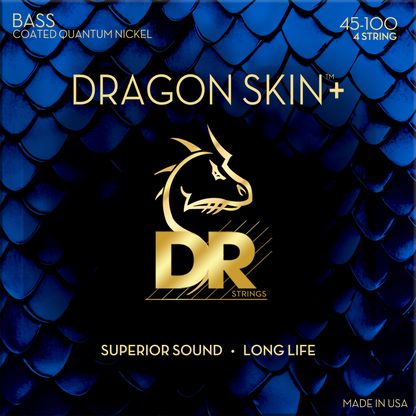 DR Strings DR Dragon Skin+ Quantum Nickel Electric Bass Strings Long Scale Set - 4-String 45-100 DBQ-45/100