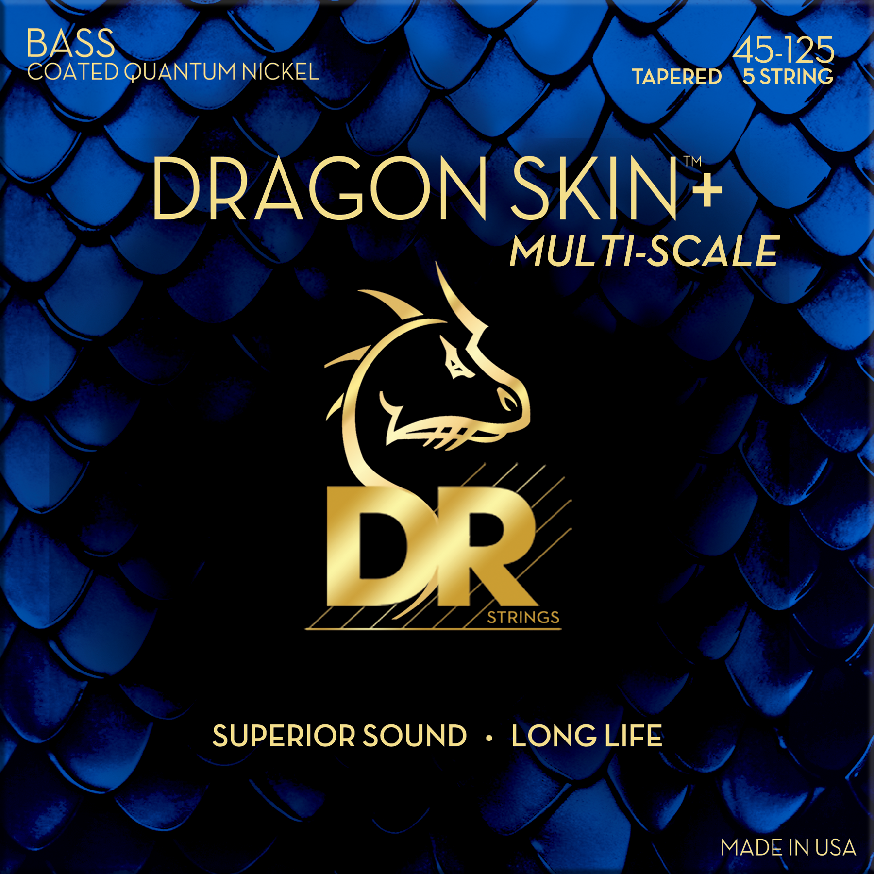 DR Strings DR Dragon Skin+ Quantum Nickel Electric Bass Strings Multi-Scale Set - 5-String 45-125t DBQM5-45