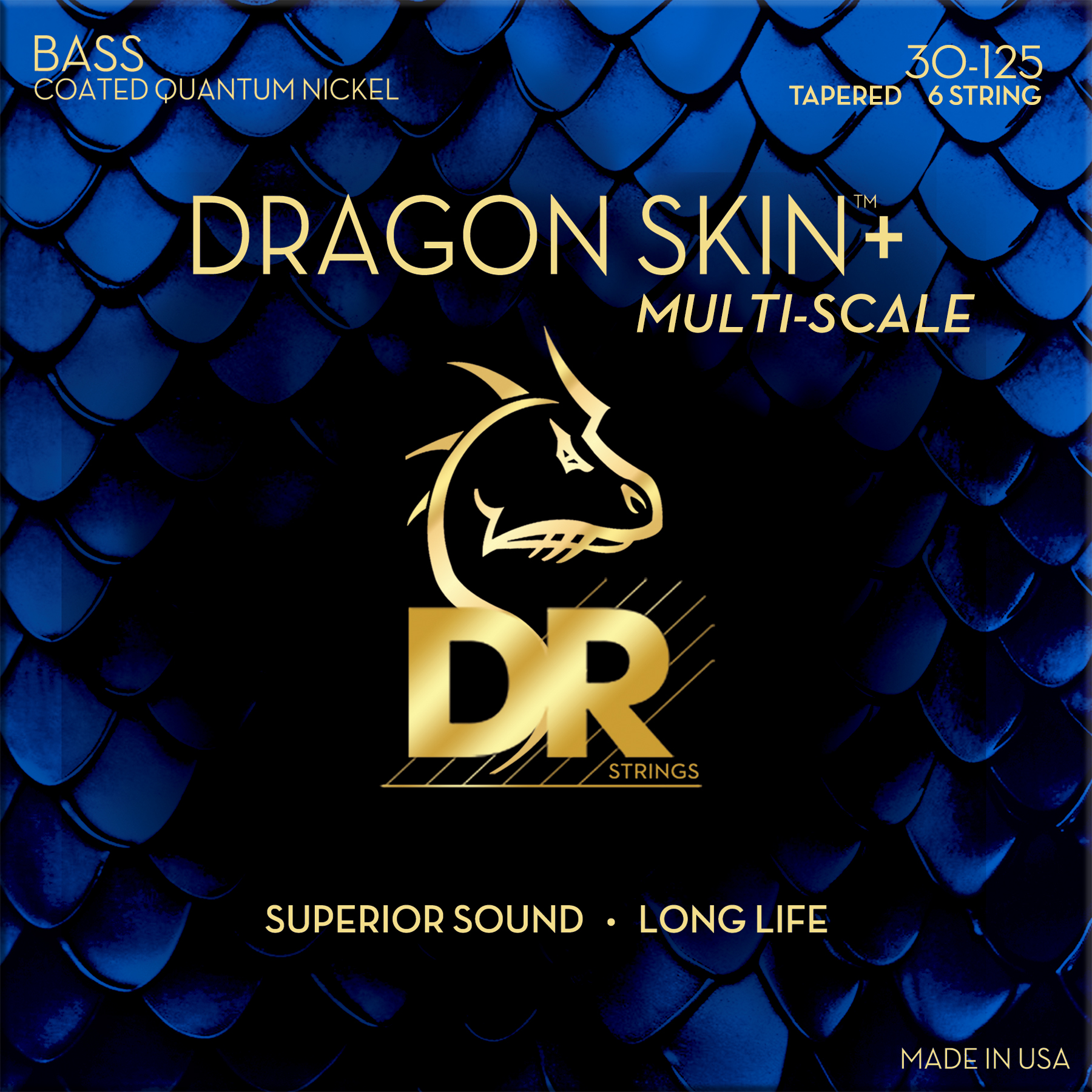 DR Strings DR Dragon Skin+ Quantum Nickel Electric Bass Strings Multi-Scale Set - 6-String 30-125t DBQM6-30