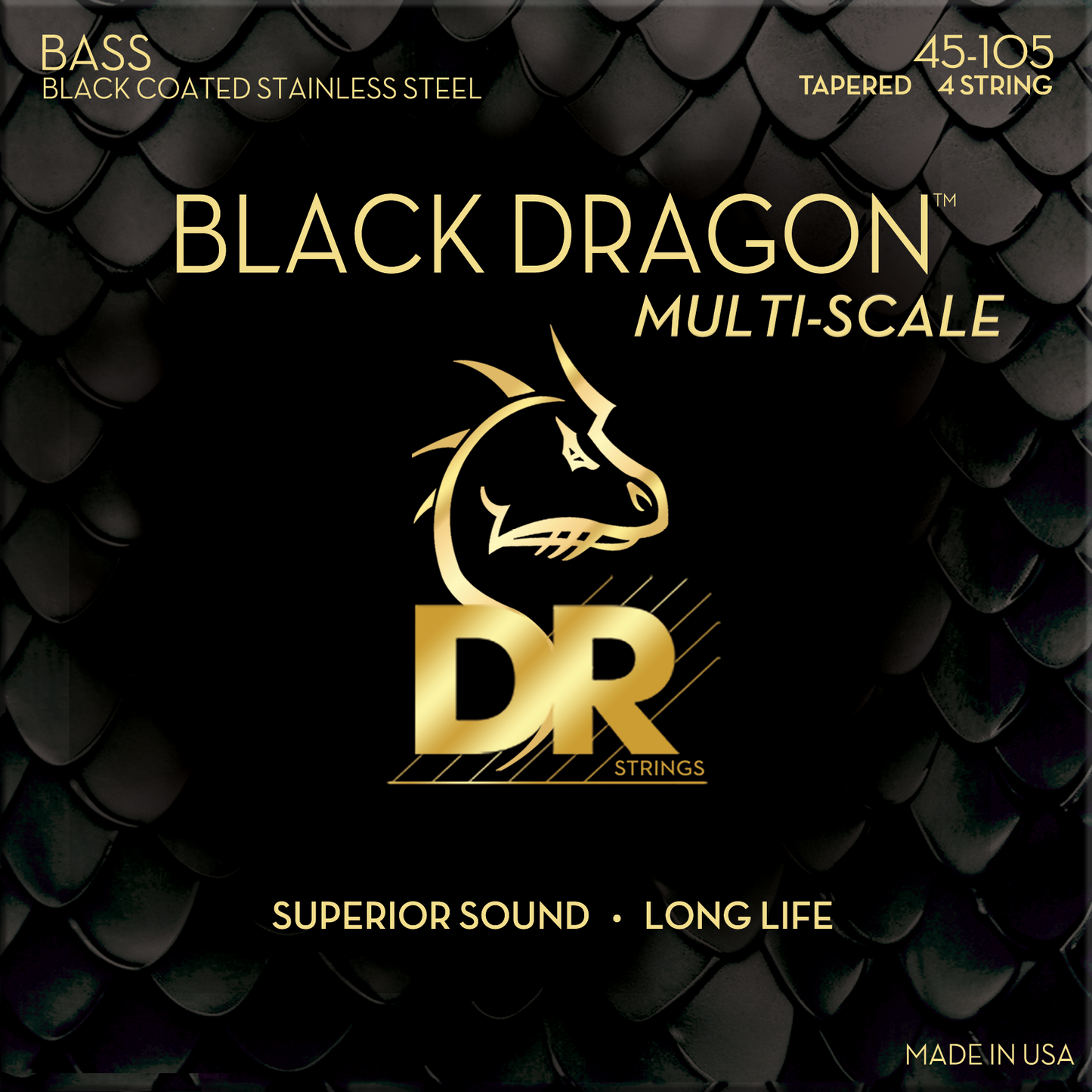 DR Strings DR Black Dragon Coated Multi-Scale Set - 4-String 45-105t DBSMB-45