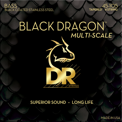 DR Strings DR Black Dragon Coated Multi-Scale Set - 4-String 45-105t DBSMB-45