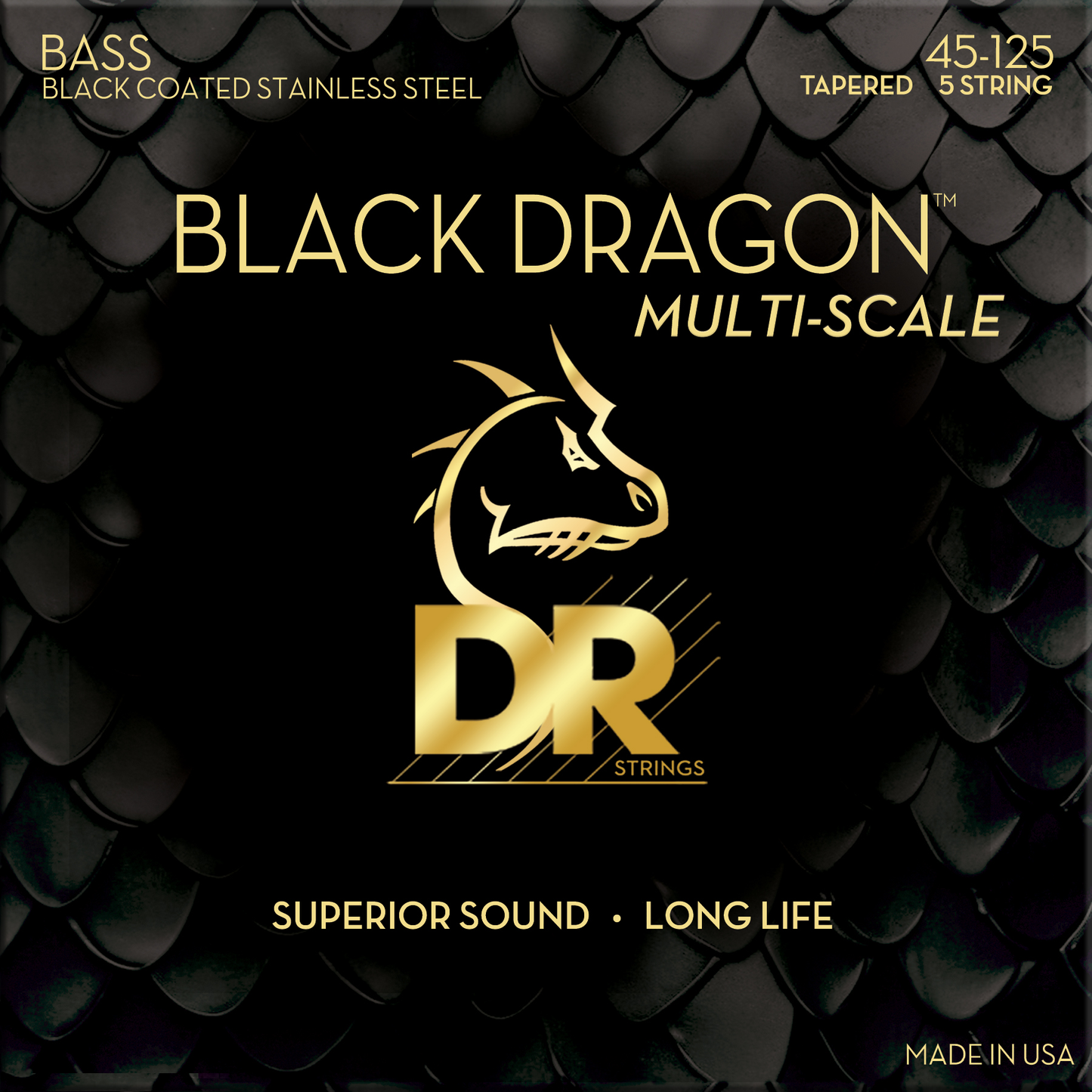 DR Strings DR Black Dragon Coated Multi-Scale Set - 5-String 45-125t DBSMB5-45