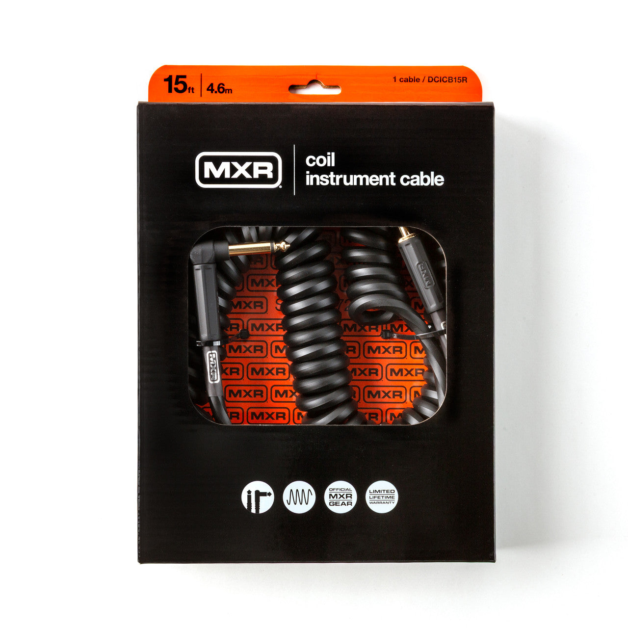 MXR 15-Foot Coil Instrument Cable - Black - Right / Straight - DCICB15R