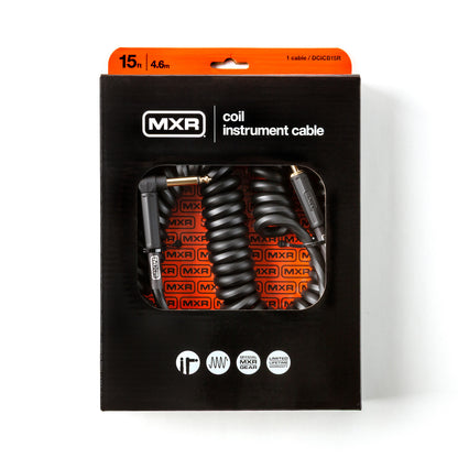 MXR 15-Foot Coil Instrument Cable - Black - Right / Straight - DCICB15R
