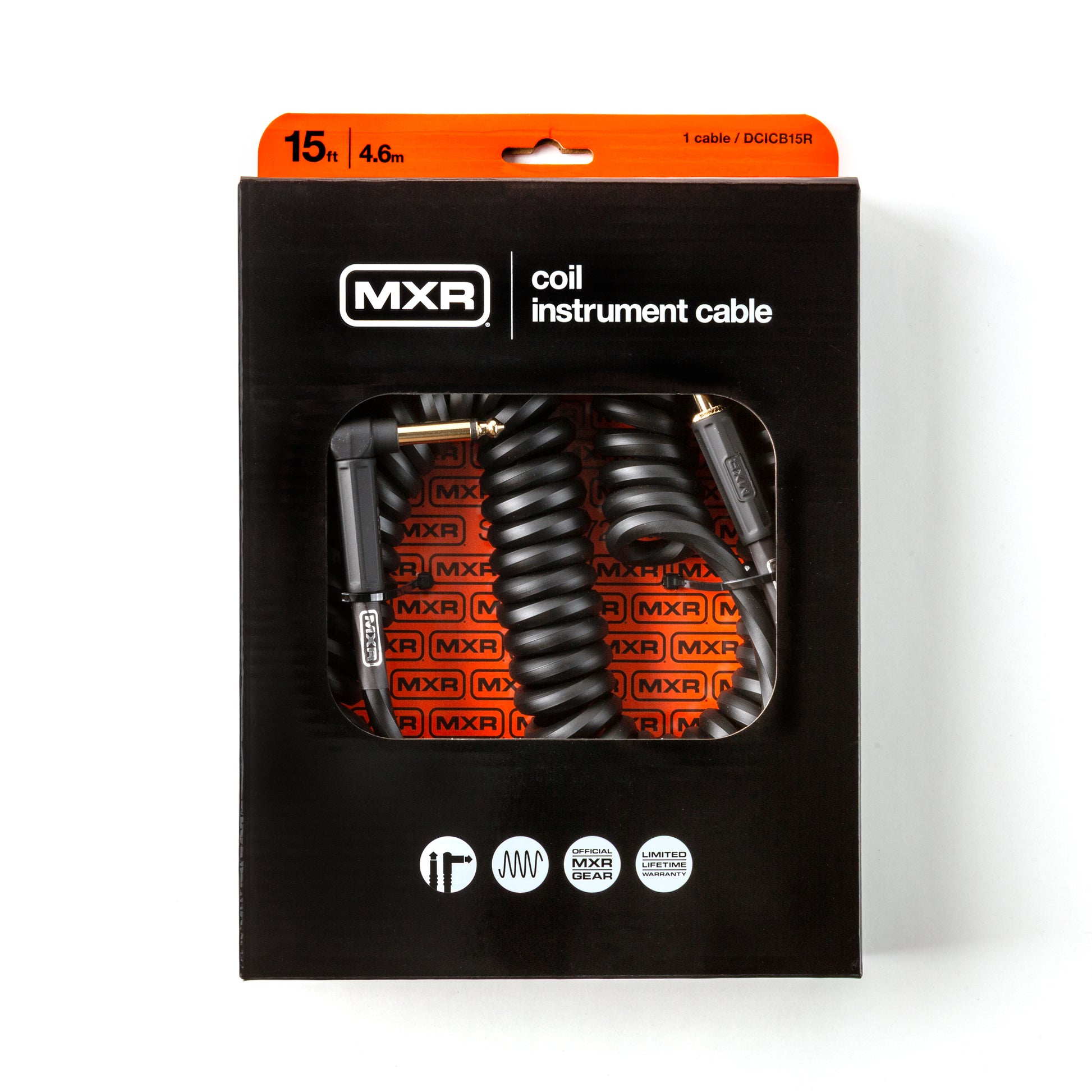 MXR MXR COILED INSTRUMENT CABLE - RIGHT / STRAIGHT 15 FT - DCICB15R