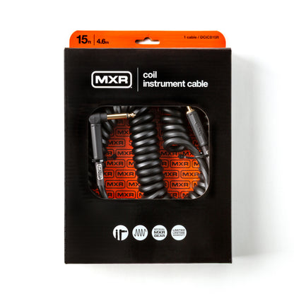 MXR MXR COILED INSTRUMENT CABLE - RIGHT / STRAIGHT 15 FT - DCICB15R