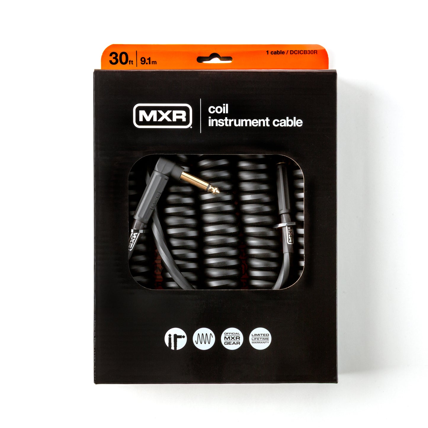 MXR MXR COILED INSTRUMENT CABLE - RIGHT / STRAIGHT 30 FT - DCICB30R