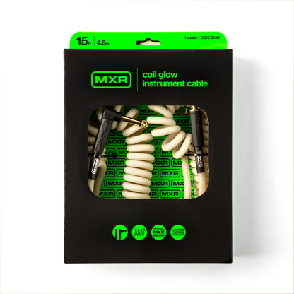 MXR MXR COILED GLOW INSTRUMENT CABLE - RIGHT / STRAIGHT 15 FT - DCICG15R