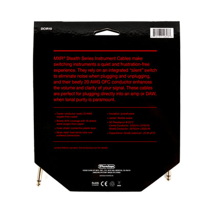 MXR MXR STEALTH SERIES INSTRUMENT CABLE - STRAIGHT / STRAIGHT 10 FT - DCIR10