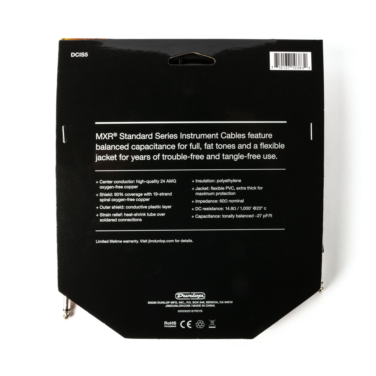 Cry Baby MXR STANDARD INSTRUMENT CABLE - STRAIGHT / STRAIGHT 05 FT - DCIS05
