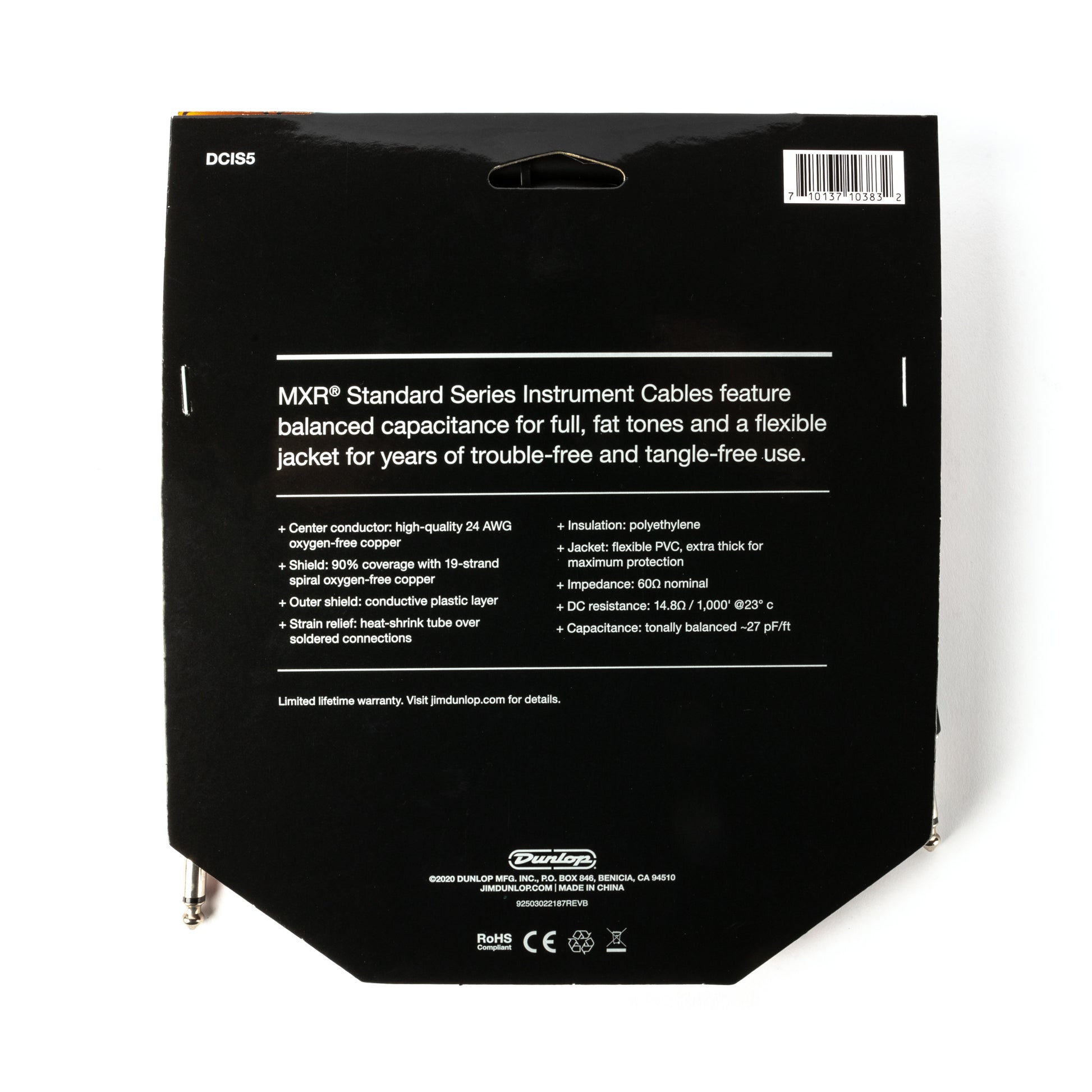 Cry Baby MXR STANDARD INSTRUMENT CABLE - STRAIGHT / STRAIGHT 05 FT - DCIS05