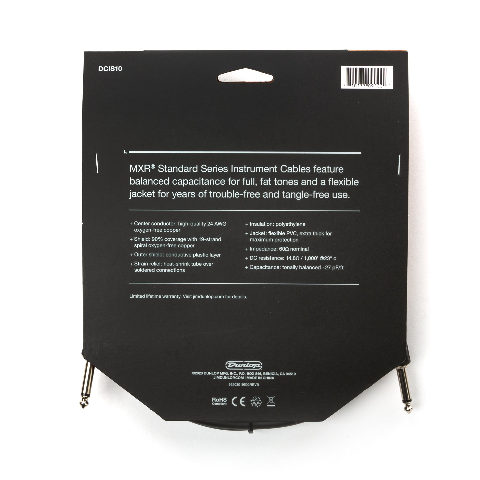Cry Baby MXR STANDARD INSTRUMENT CABLE - STRAIGHT / STRAIGHT 10 FT - DCIS10