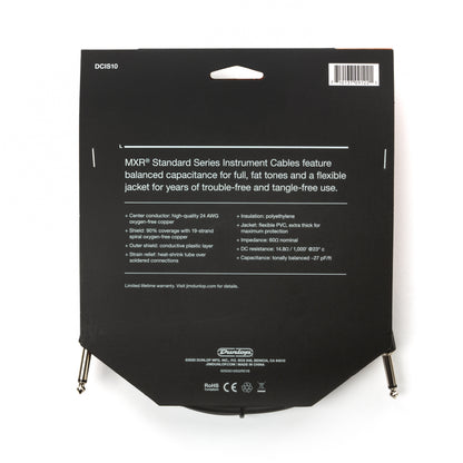 Cry Baby MXR STANDARD INSTRUMENT CABLE - STRAIGHT / STRAIGHT 10 FT - DCIS10