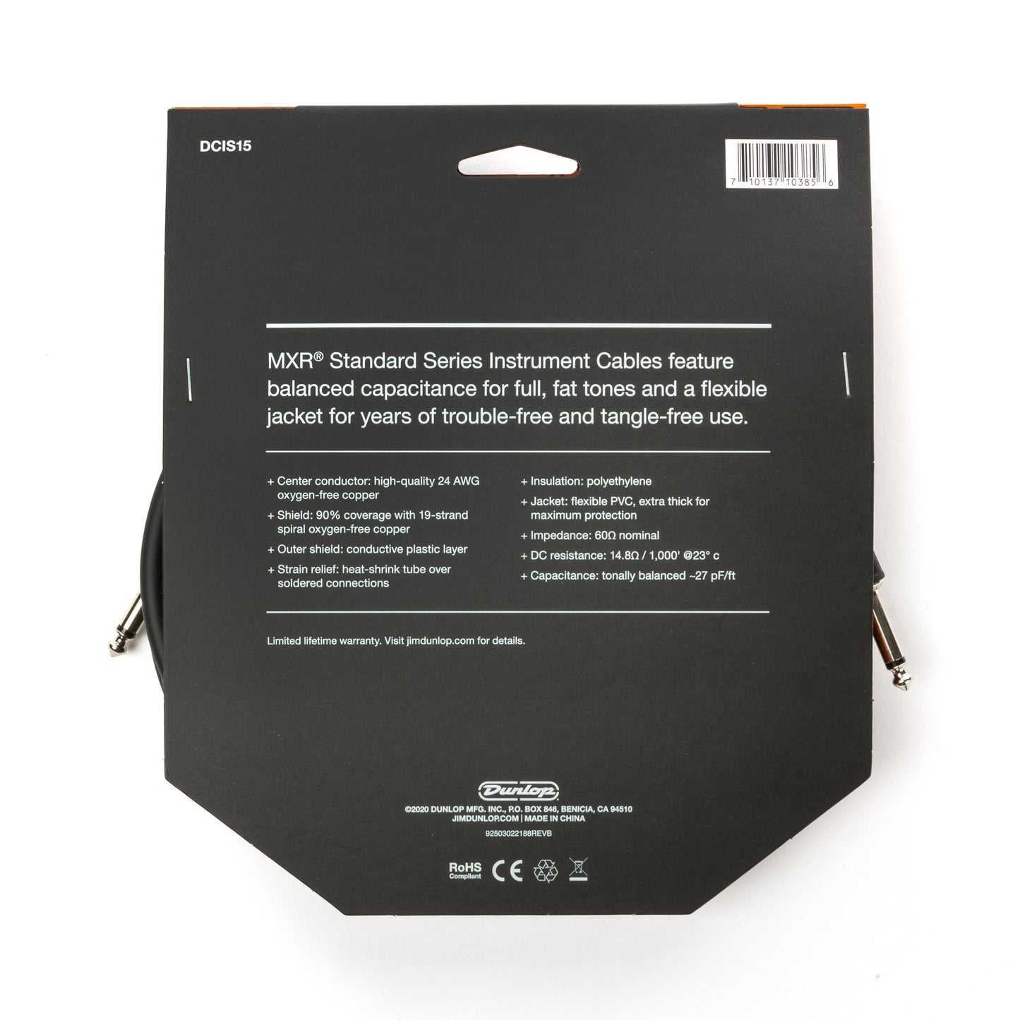 Cry Baby MXR STANDARD INSTRUMENT CABLE - STRAIGHT / STRAIGHT 15 FT - DCIS15