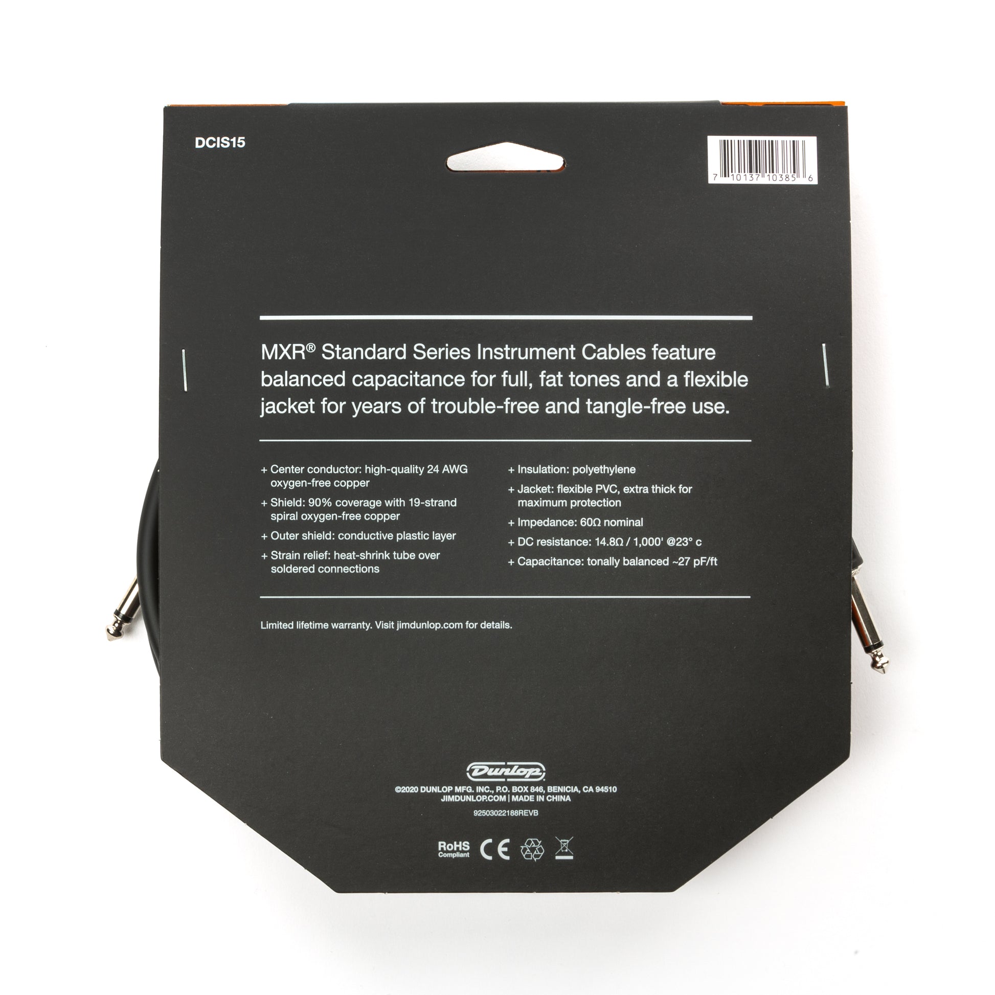 Cry Baby MXR STANDARD INSTRUMENT CABLE - STRAIGHT / STRAIGHT 15 FT - DCIS15