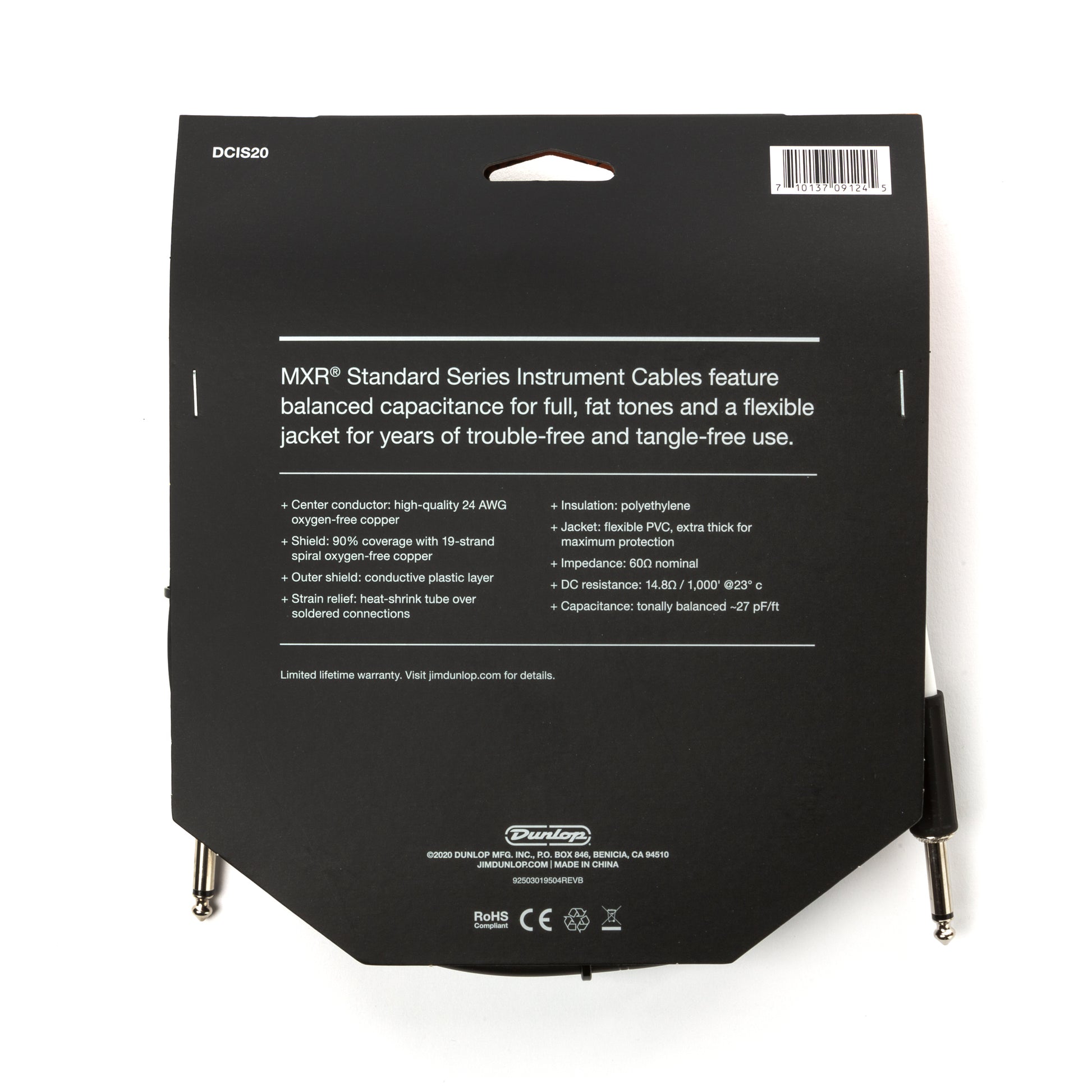 Cry Baby MXR STANDARD INSTRUMENT CABLE - STRAIGHT / STRAIGHT 20 FT - DCIS20