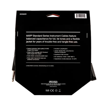 MXR MXR STANDARD INSTRUMENT CABLE - RIGHT / STRAIGHT 20 FT - DCIS20R