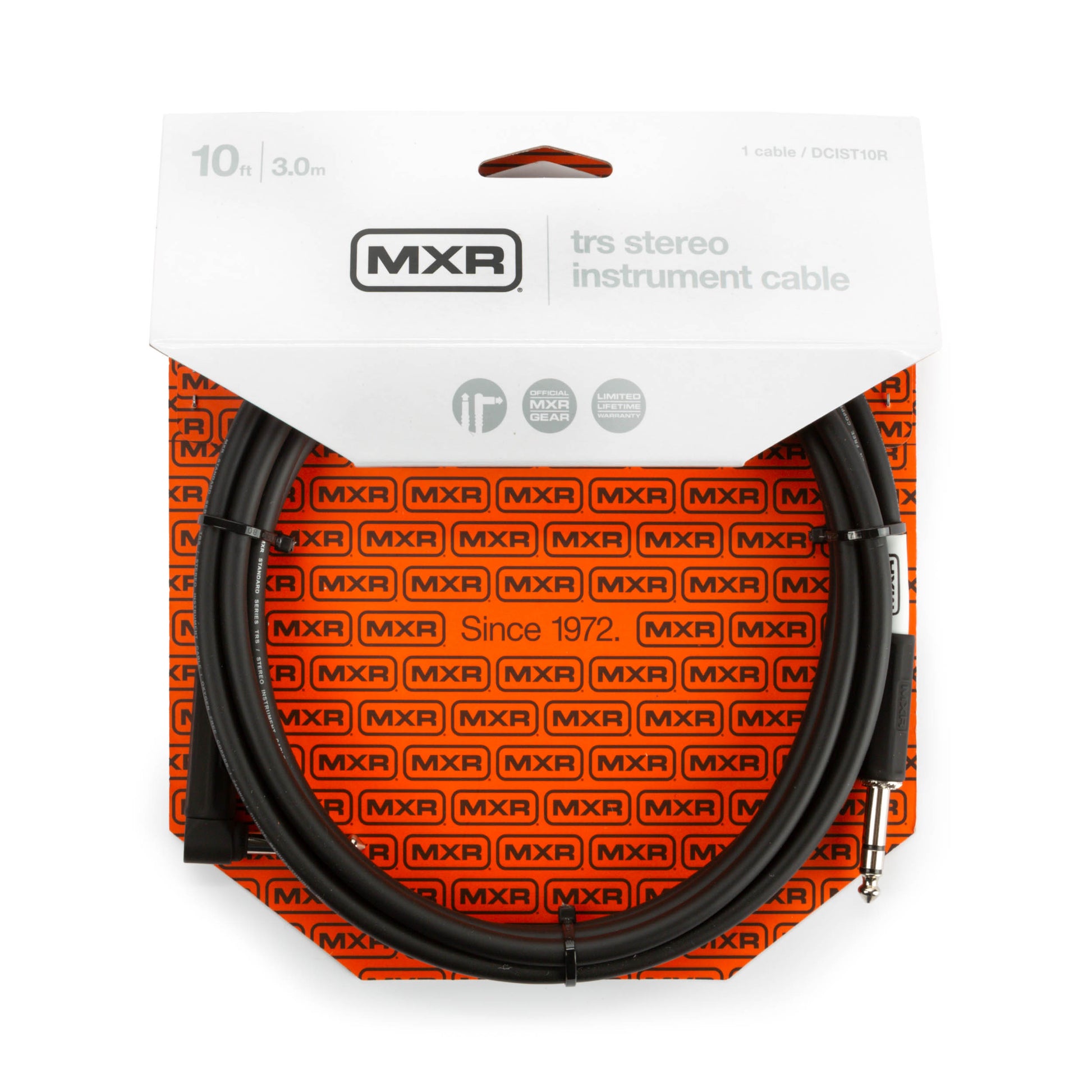MXR MXR TRS STEREO INSTRUMENT CABLE STRAIGHT/RIGHT - 10 FOOT - DCIST10R