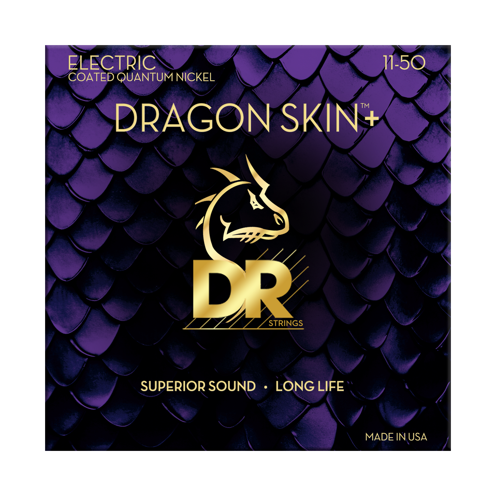 DR Strings DR DRAGON SKIN+ Accurate Core Coated Electric Guitar String Set - 11-50 Heavy DEQ-11