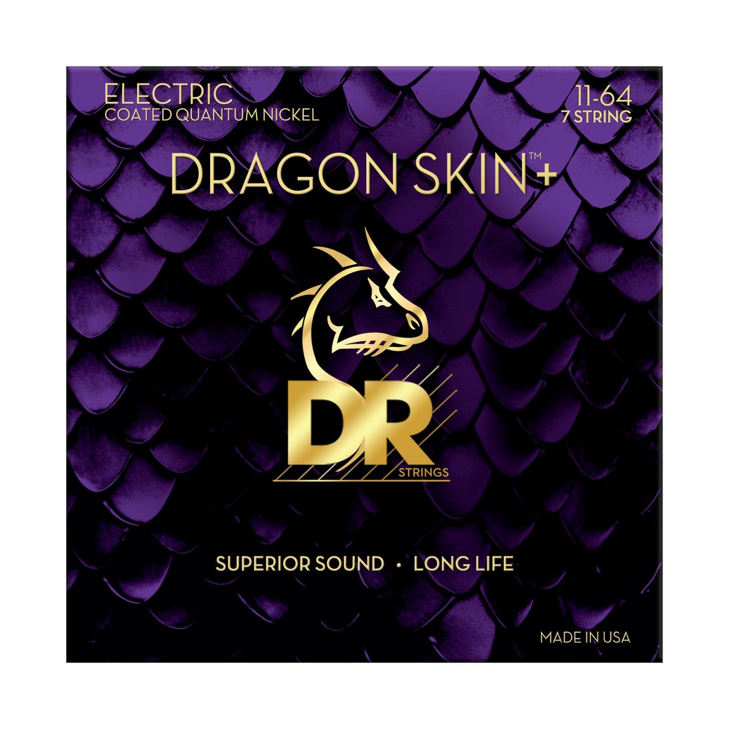 DR Strings DR DRAGON SKIN+ Accurate Core Coated Electric Guitar 07-String Set - 11-64 Heavy DEQ7-11/64