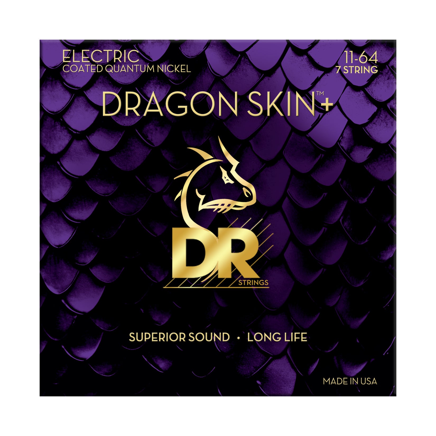 DR Strings DR DRAGON SKIN+ Accurate Core Coated Electric Guitar 07-String Set - 11-64 Heavy DEQ7-11/64