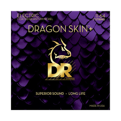 DR Strings DR DRAGON SKIN+ Accurate Core Coated Electric Guitar 07-String Set - 11-64 Heavy DEQ7-11/64