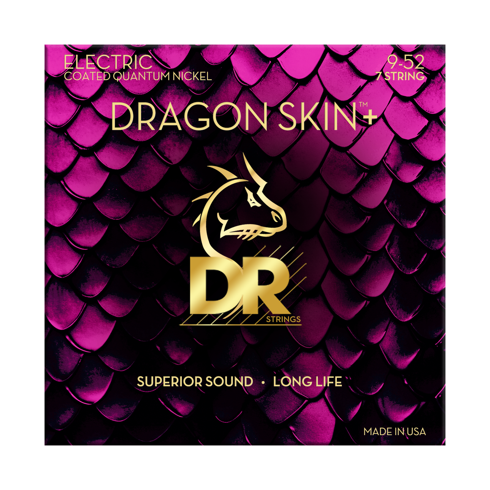 DR Strings DR DRAGON SKIN+ Accurate Core Coated Electric Guitar 07-String Set - 09-52 Light DEQ7-9