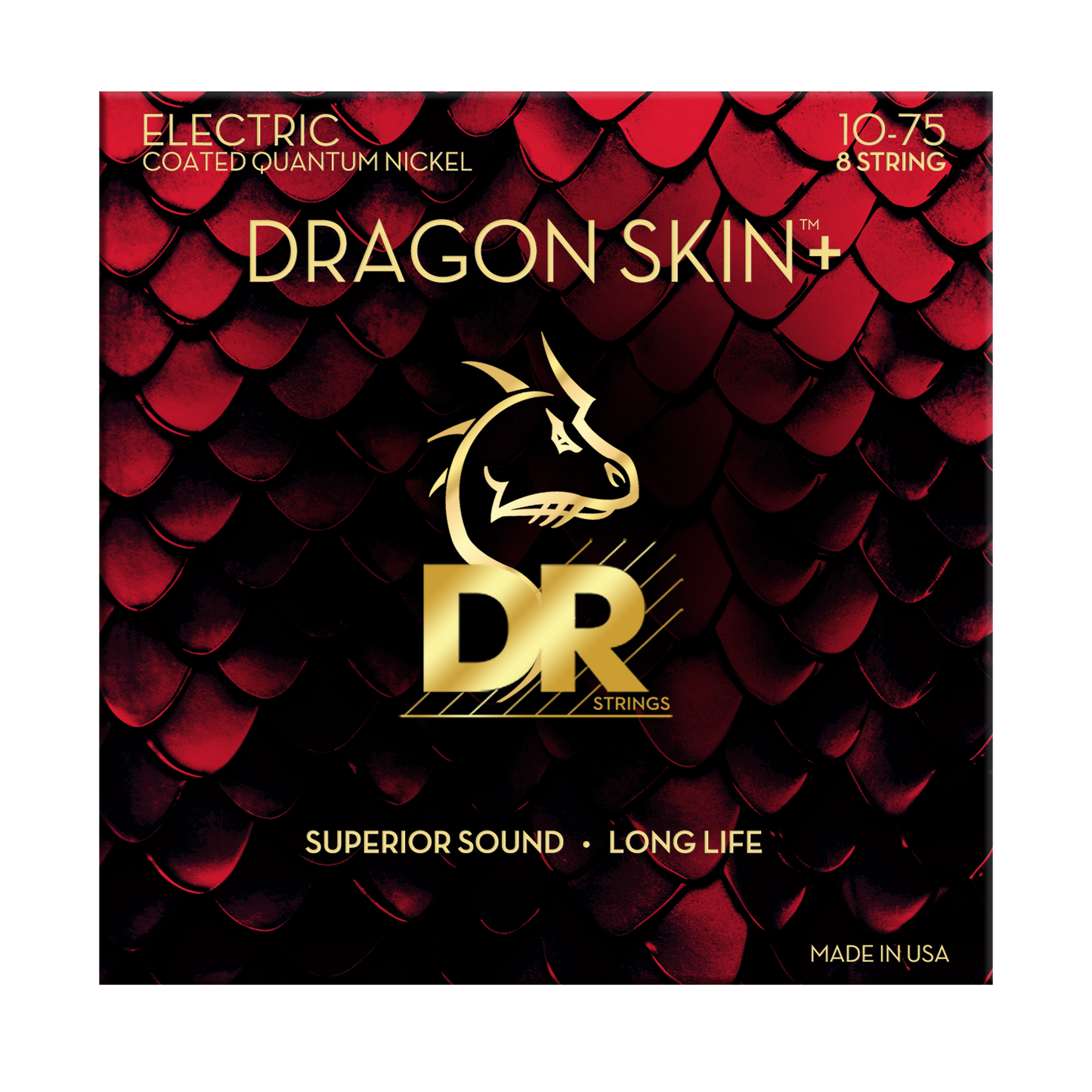 DR Strings DR DRAGON SKIN+ Accurate Core Coated Electric Guitar 08-String Set - 10-75 Medium DEQ8-10