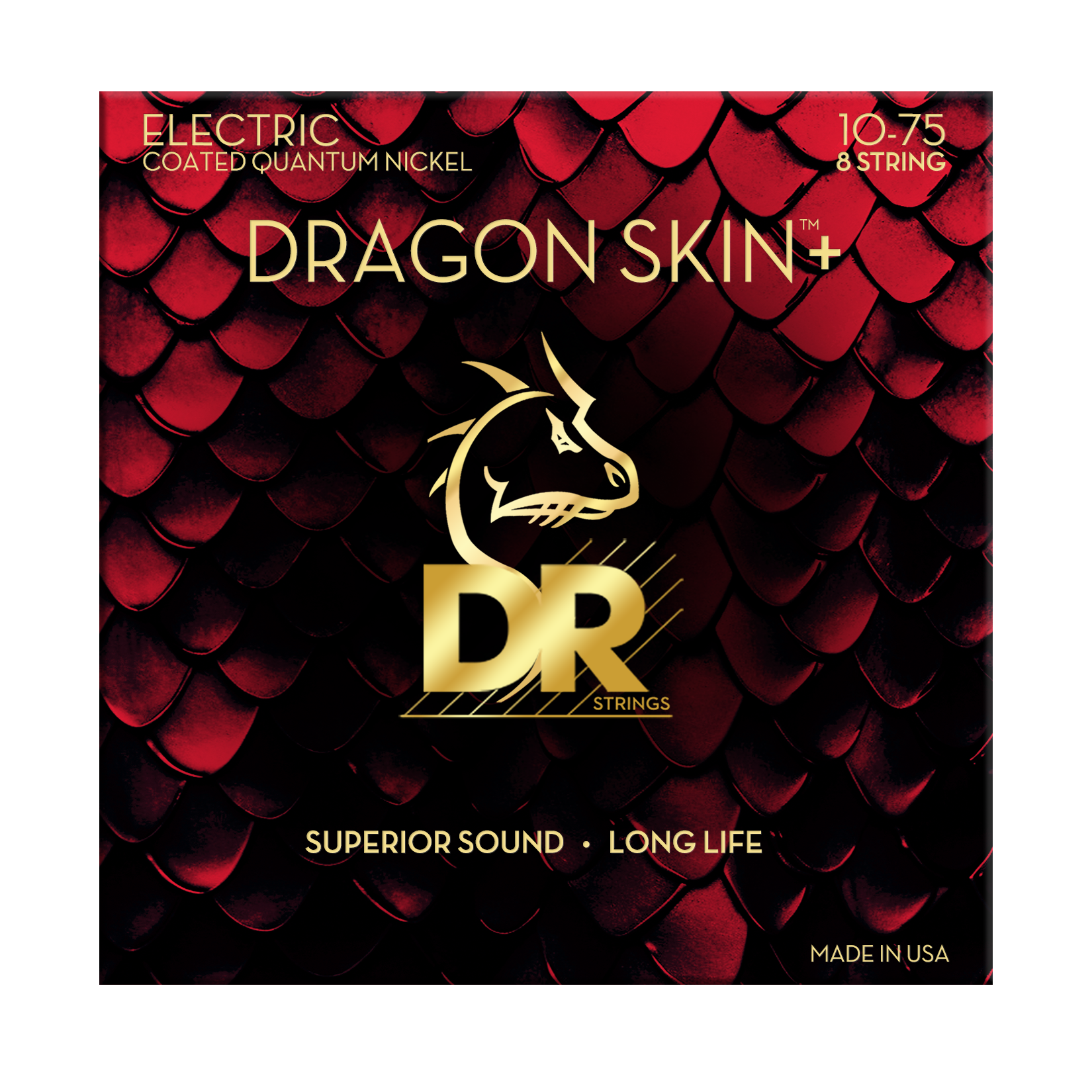 DR Strings DR DRAGON SKIN+ Accurate Core Coated Electric Guitar 08-String Set - 10-75 Medium DEQ8-10