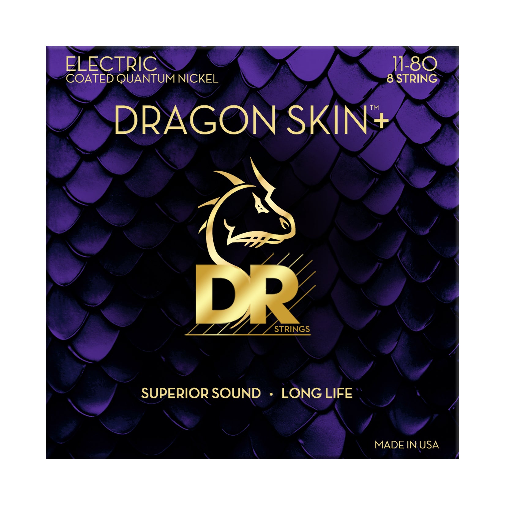DR Strings DR DRAGON SKIN+ Accurate Core Coated Electric Guitar 08-String Set - 11-80 Heavy DEQ8-11
