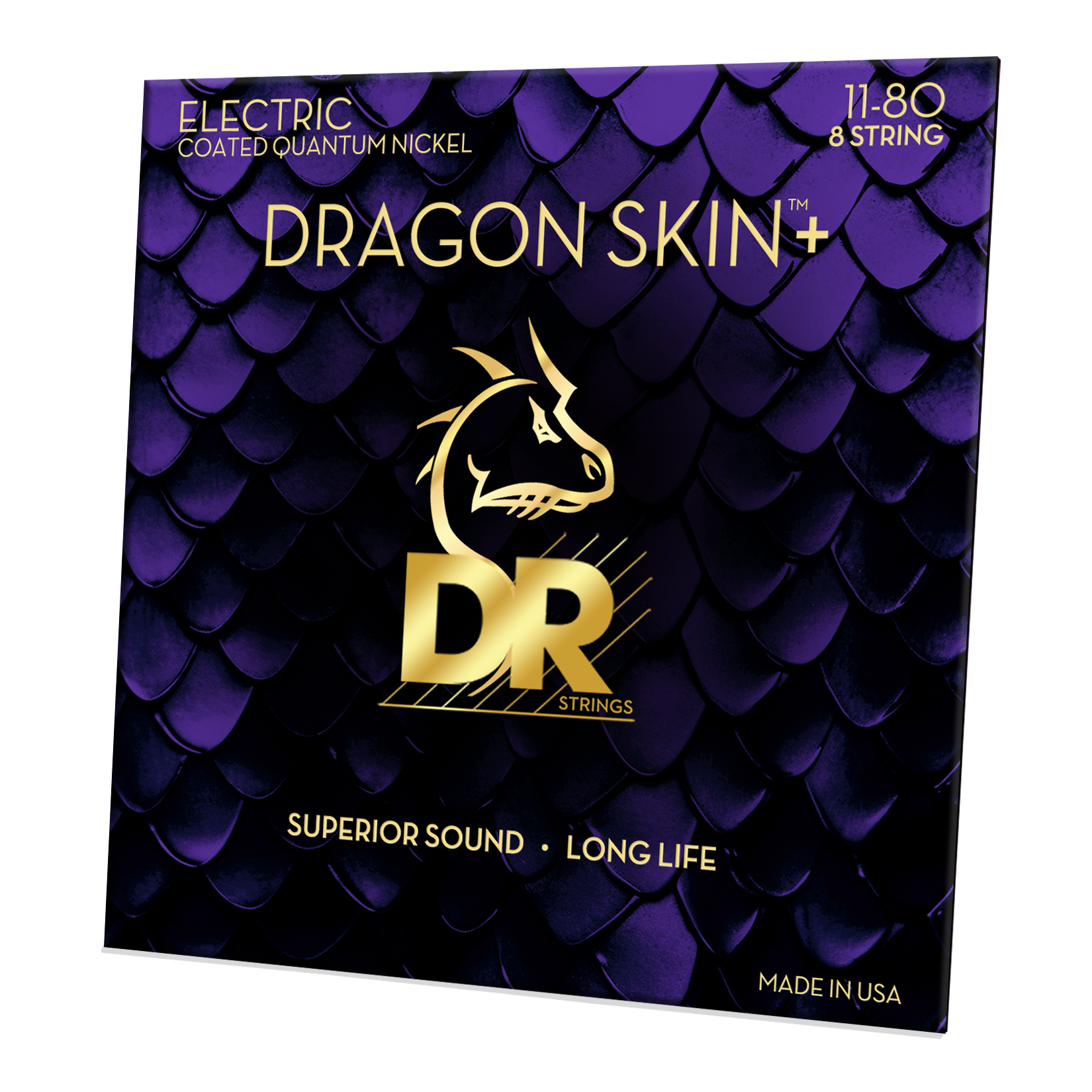 DR Strings DR DRAGON SKIN+ Accurate Core Coated Electric Guitar 08-String Set - 11-80 Heavy DEQ8-11