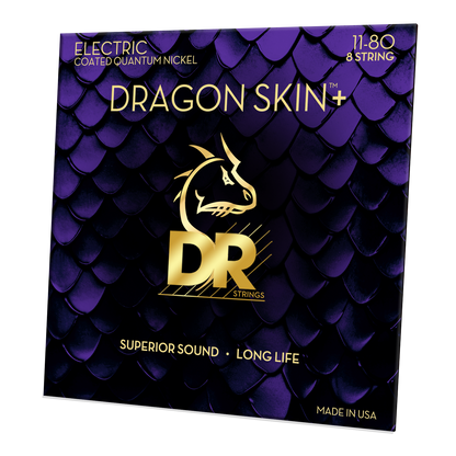 DR Strings DR DRAGON SKIN+ Accurate Core Coated Electric Guitar 08-String Set - 11-80 Heavy DEQ8-11