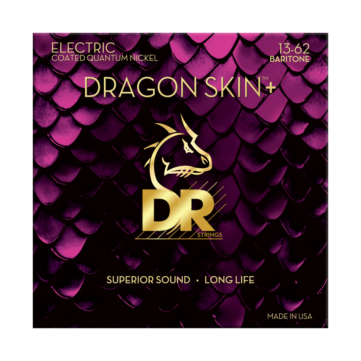 DR Strings DR DRAGON SKIN+ Accurate Core Coated Electric Guitar String Set - 13-62 Baritone DEQB-13
