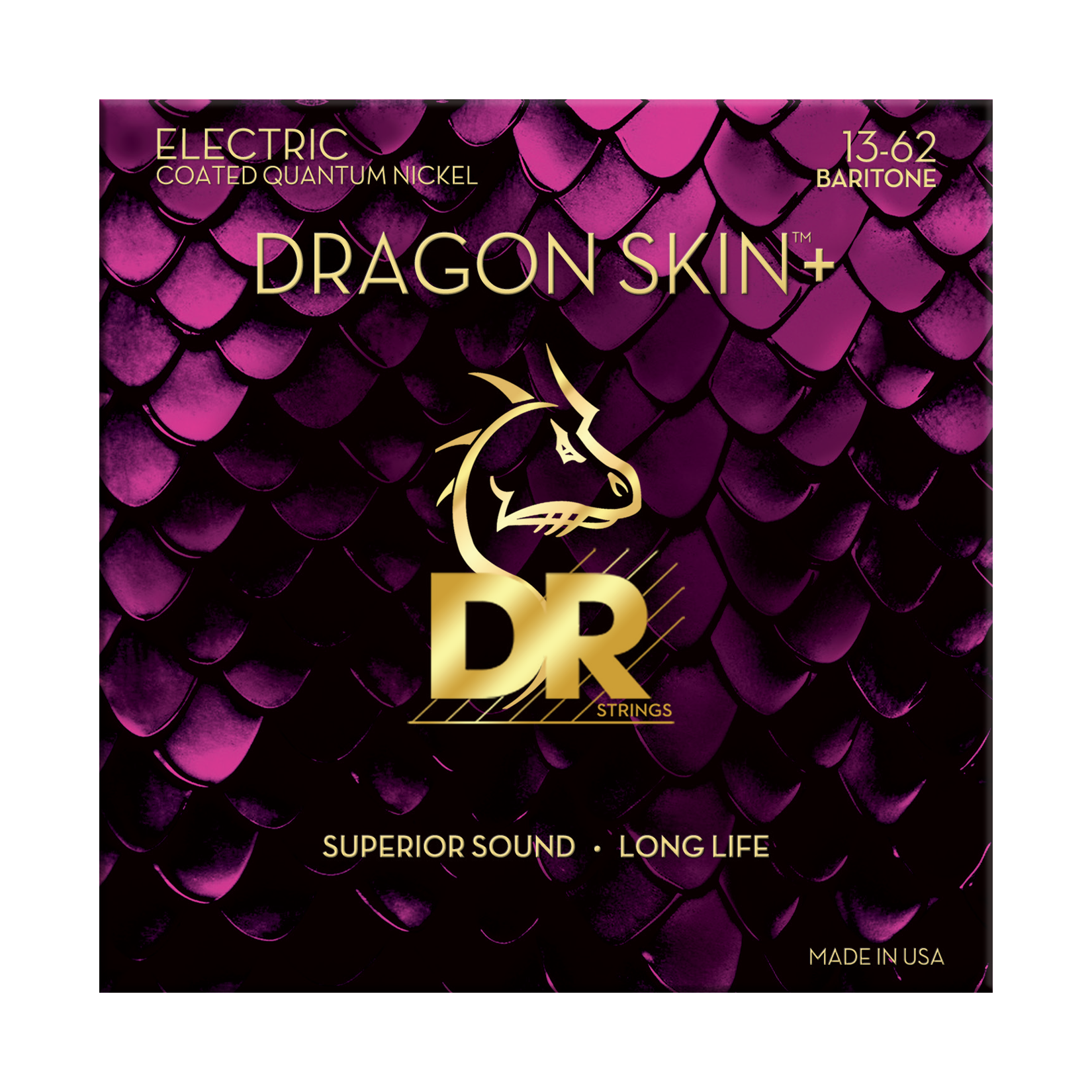 DR Strings DR DRAGON SKIN+ Accurate Core Coated Electric Guitar String Set - 13-62 Baritone DEQB-13