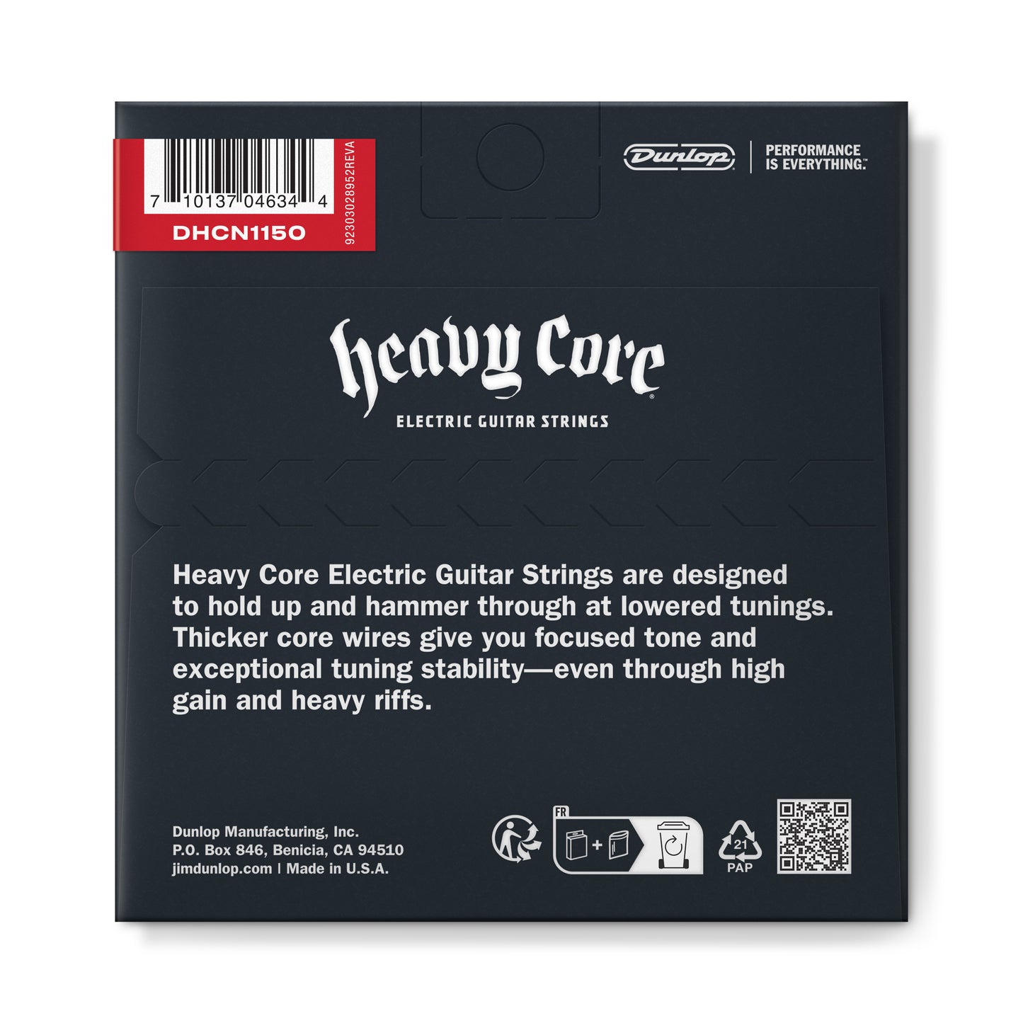 Jim Dunlop DUNLOP HEAVY CORE NICKEL WOUND ELECTRIC GUITAR 06-STRING SET - 11-50 - DROP C 11's HEAVIER - DHCN1150