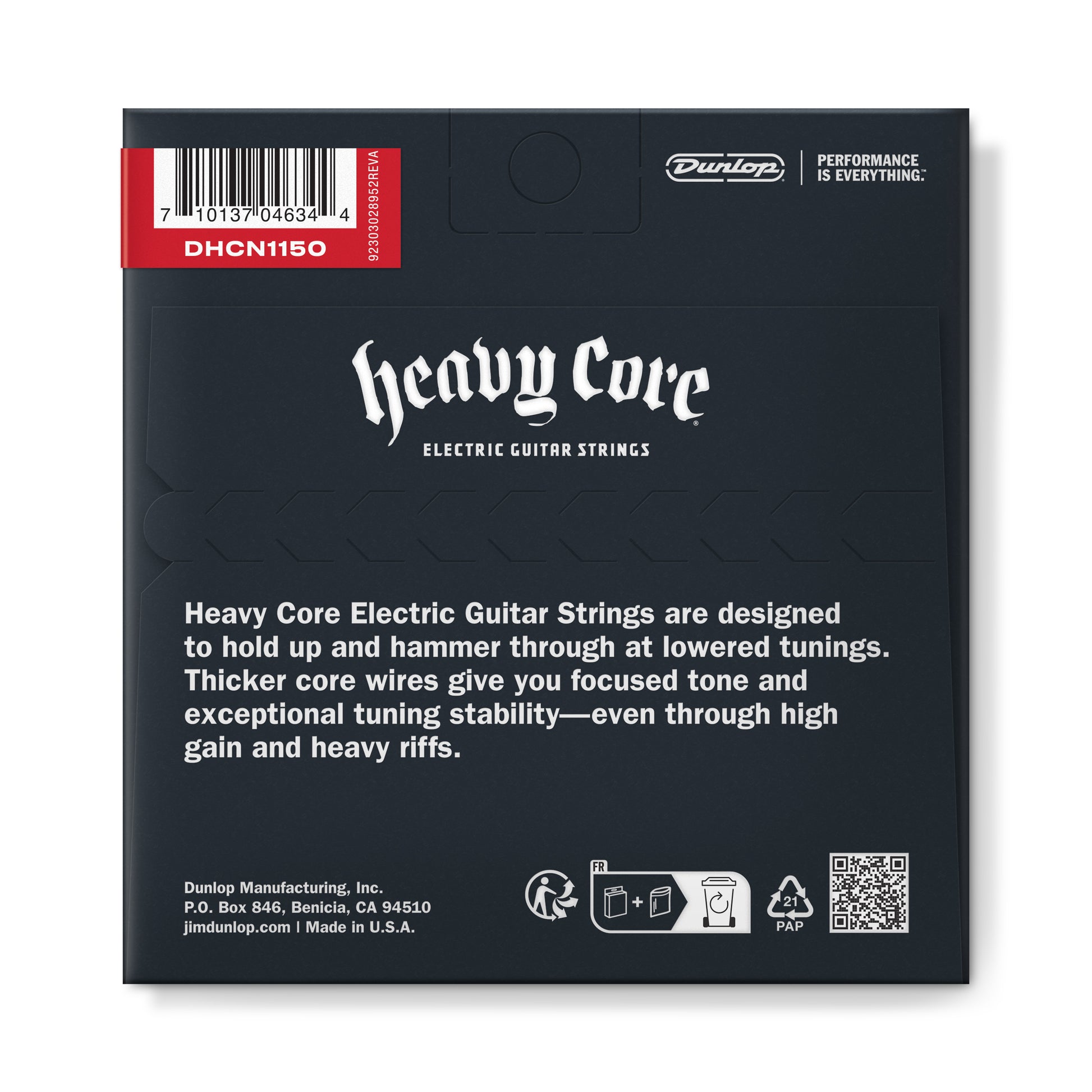 Jim Dunlop DUNLOP HEAVY CORE NICKEL WOUND ELECTRIC GUITAR 06-STRING SET - 11-50 - DROP C 11's HEAVIER - DHCN1150