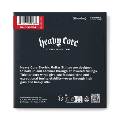 Jim Dunlop DUNLOP HEAVY CORE NICKEL WOUND ELECTRIC GUITAR 06-STRING SET - 12-54 - DROP B 12's HEAVIEST w/PLAIN G - DHCN1254