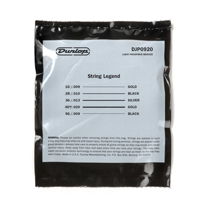 Jim Dunlop DUNLOP PHOSPHOR BRONZE LOOP END BANJO 05- STRING SET - LIGHT 09-20 - DJP0920