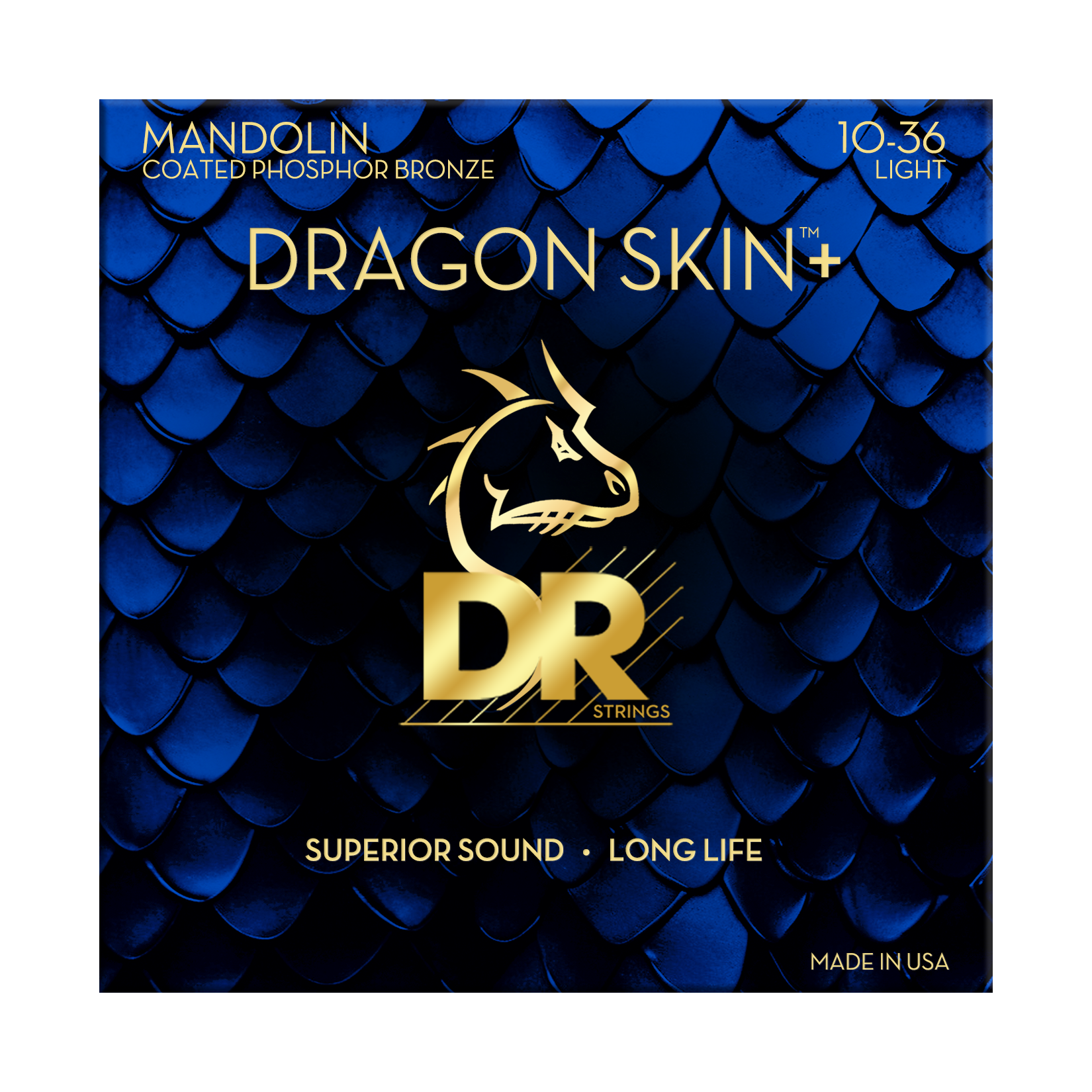 DR Strings DR DRAGON SKIN+ Accurate Core Coated Phosphor Bronze Mandolin String Set - 10-36 Light DMP-10