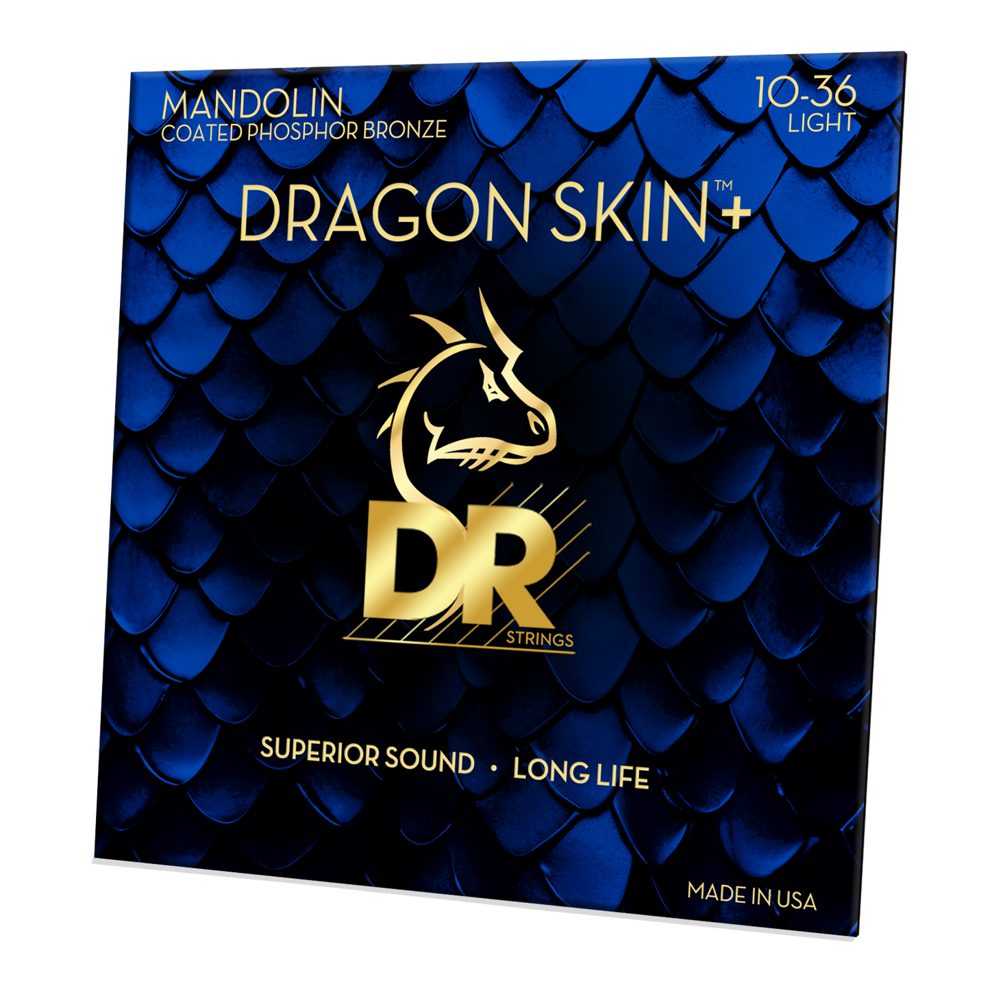 DR Strings DR DRAGON SKIN+ Accurate Core Coated Phosphor Bronze Mandolin String Set - 10-36 Light DMP-10