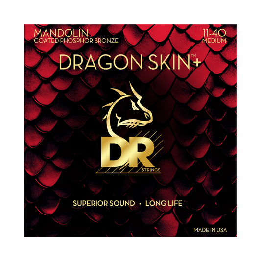 DR Strings DR DRAGON SKIN+ Accurate Core Coated Phosphor Bronze Mandolin String Set - 11-40 Medium DMP-11
