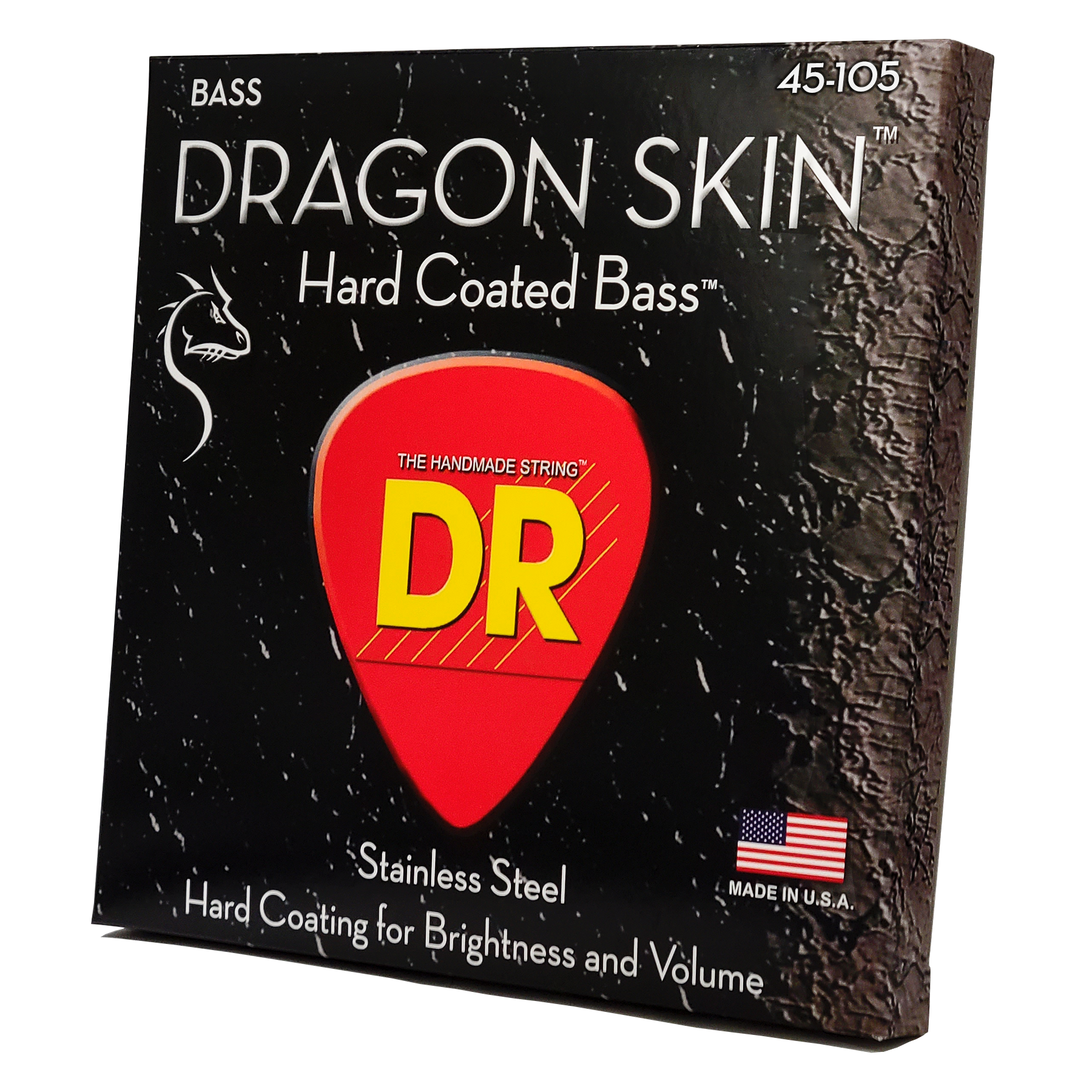 DR Strings DR Dragon Skin Coated Stainless Steel Electric Bass Strings Long Scale Set - 4-String 45-105 DSB-45
