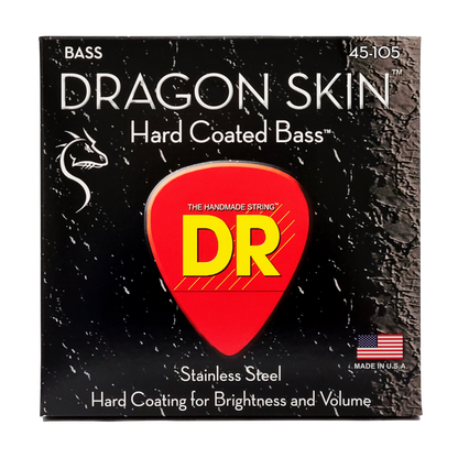 DR Strings DR Dragon Skin Coated Stainless Steel Electric Bass Strings Long Scale Set - 4-String 45-105 DSB-45